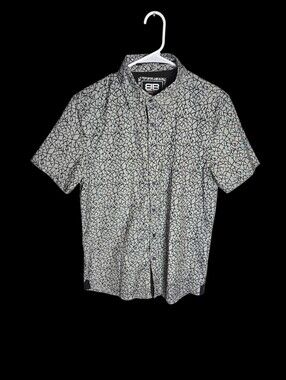 Benjamin Black Men's Button Down Short Sleeve Shirt Size Medium, Artsy Goth Punk